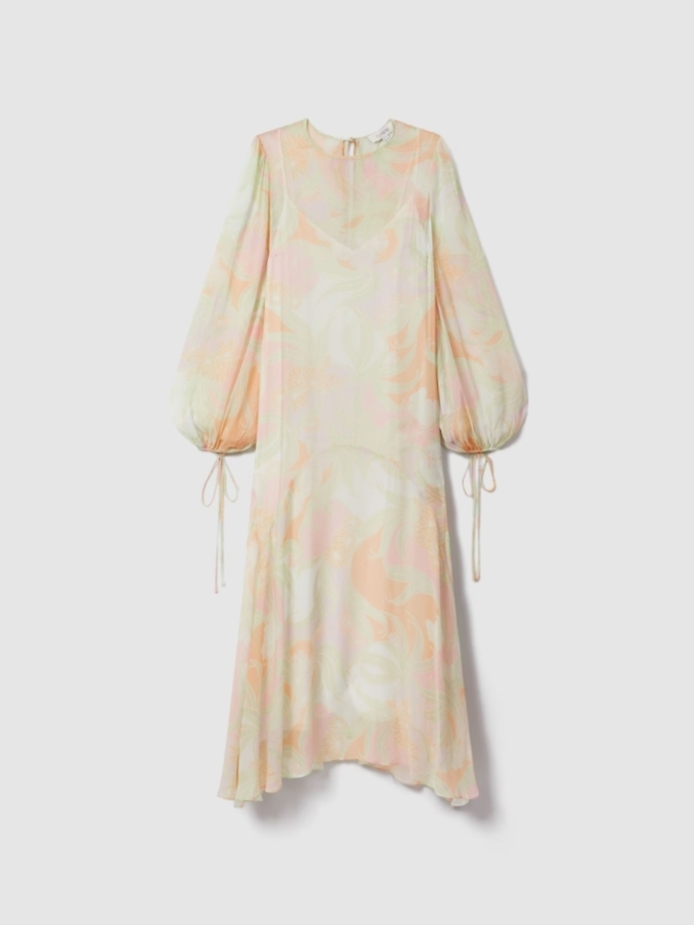 NWT Reiss Brand New Beautiful Maxi Asymmetrical Flowy Dress With Bishop Sleeves - Picture 5 of 7